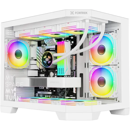 Gabinete Gamer Fortrek Prysm Angular OTX Aquário Branco
