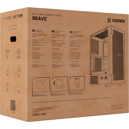 Gabinete Gamer Fortrek Brave Mid Tower Branco