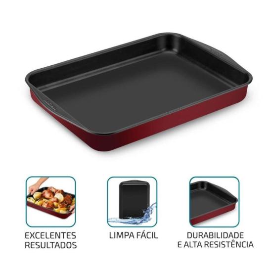 Assadeira Retangular Rochedo Dura+ Antiaderente 44x30cm
